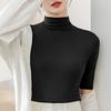 Summer Tops Turtleneck Solid Color Half Sleeve Slim Fit Smooth Wear