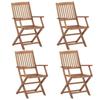 VidaXL 4x Solid Acacia Wood Folding Outdoor Chairs Garden Dining Armchairs Patio Chairs Furniture 313602