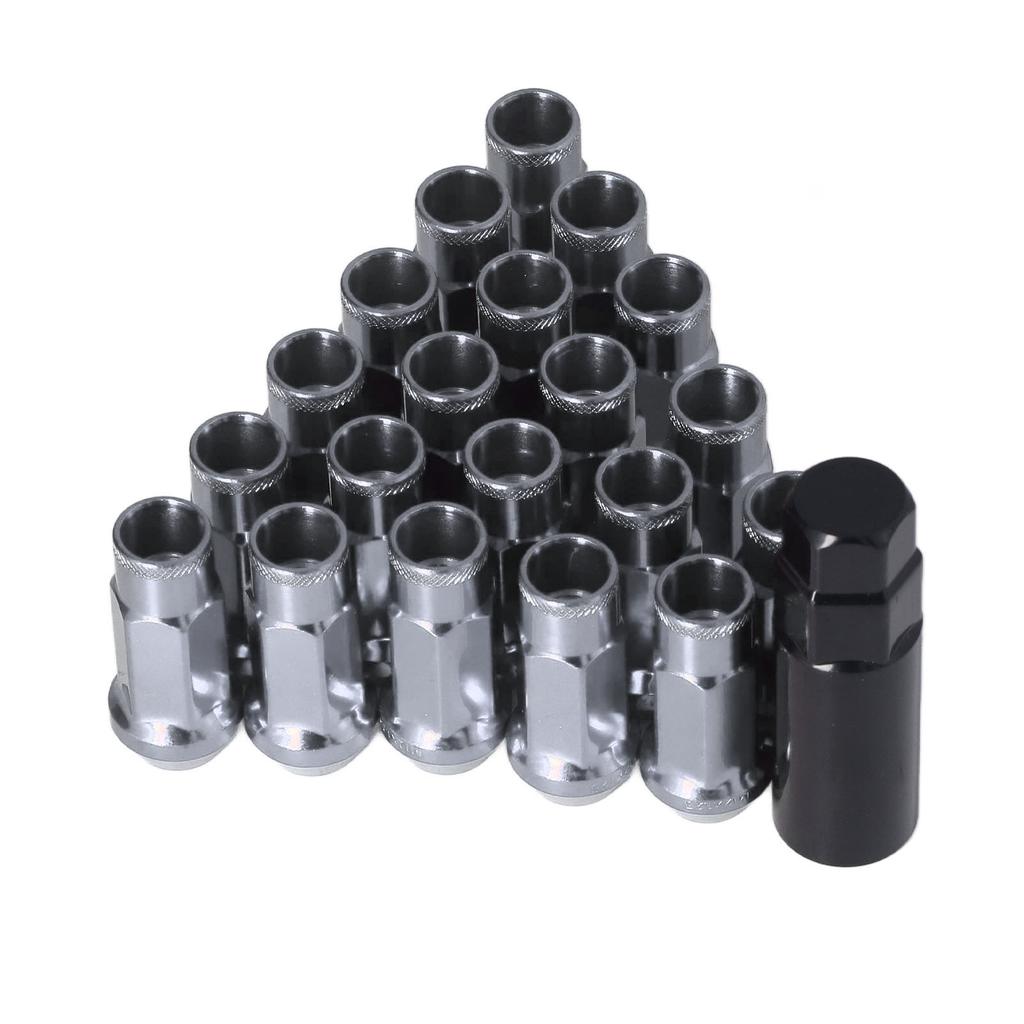 20pcs M12x1.25 Metal Wheel Lug Nuts Universal Car Accessories Replacement for Mitsubishi Silver