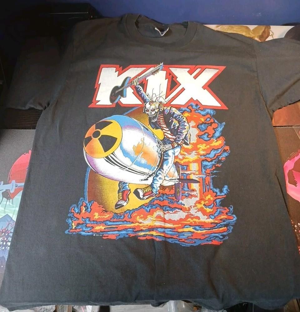 Ретро Футболка Kix Band Черная Хлопковая ПОЛНЫЙ размер S-5XL Унисекс HD767 Унисекс Футболка