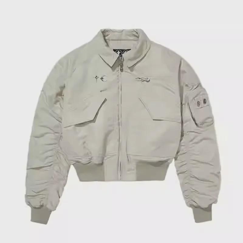 Куртка-бомбер Thug Club с серебряными заклепками из хлопка - Мужское трендовое короткое широкое пальто