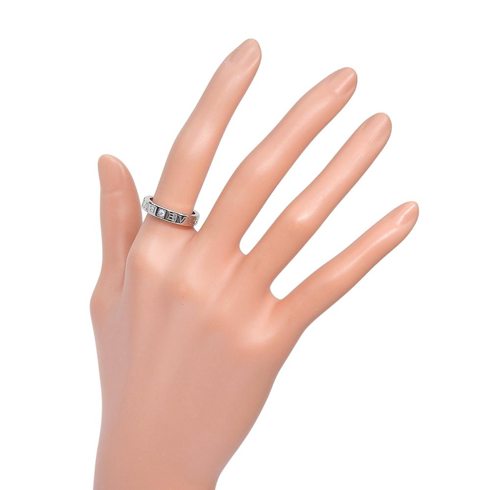 BVLGARI logo Ring K18 white gold/diamond #6.4(US Size) 6.6g Women Used