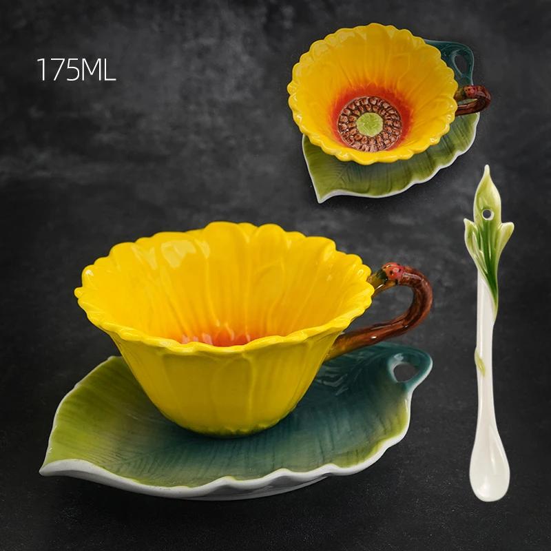 Французские эмалированные кофейные чашки высокого класса, изысканные, нарисованные вручную цветы, чашка для дневного чая, тарелка, сладкая бытовая посуда, подарки