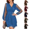 Women's Mesh Gold-sprinkled Solid Color Three-quarter Sleeve V-neck Splicing Women's Midi Dress