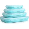 4 Pack Collapsible Silicone Lunch Box - BPA-Free Flat Stacking Food Storage Containers with Lids for Leftovers