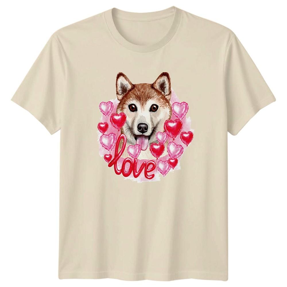 Watercolor Shiba Inu Dog Love Heart TShirt Shiba Inu Dogs Valentines Day