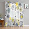 Geometric Texture Circle Center Yellow Tulle Curtains For Living Room Sheer Curtain For Bedroom Kitchen Blinds Voile Curtains