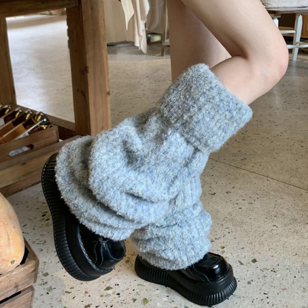 Thick Warm Winter Leg Warmers Foot Cover Knit Long Stockings Harajuku Plush Leg Socks Spicy Girls