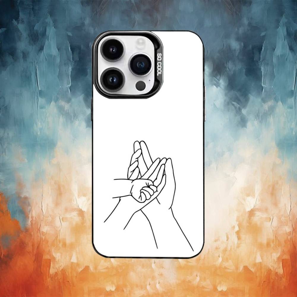 Чехол для телефона Мама Дочь Сын Отец Руки Для iPhone17,16,15,14,13,12,11 Plus,Pro Max Черный Конфетный Матовый Ударопрочный Чехол