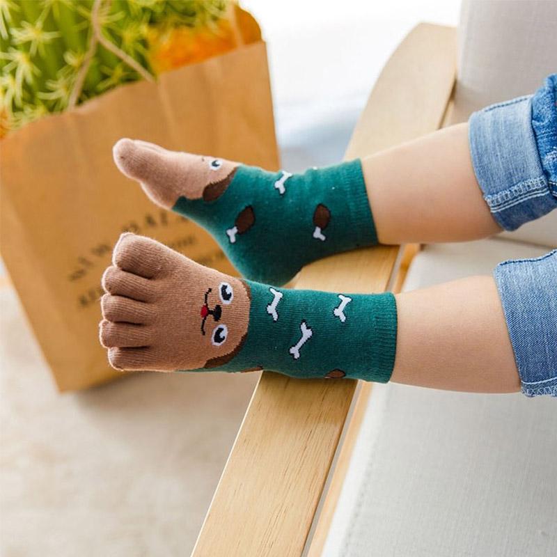 Five Fingers Sock Kids Baby Soft Hot New Boys Girls Toddler Cartoon Animal Toe Socks 1Pair Cotton Hosiery Cute Jewelry Accessory
