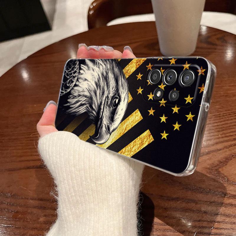 American USA Flag Eagle For Samsung Galaxy A55 Case A54 A52 A53 5G A15 A14 A13 A21S A23 A51 A34 A35 A33 A32 A72 A71 Phone Cover