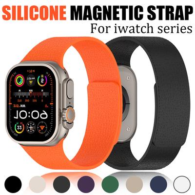 Для Apple watch Series 10 46 мм силиконовый магнитный ремешок совместим с iWatch Series 10 9 8 7 6 SE 44 мм 45 мм 42 мм Ultra2 49 мм 41 мм 38 мм band