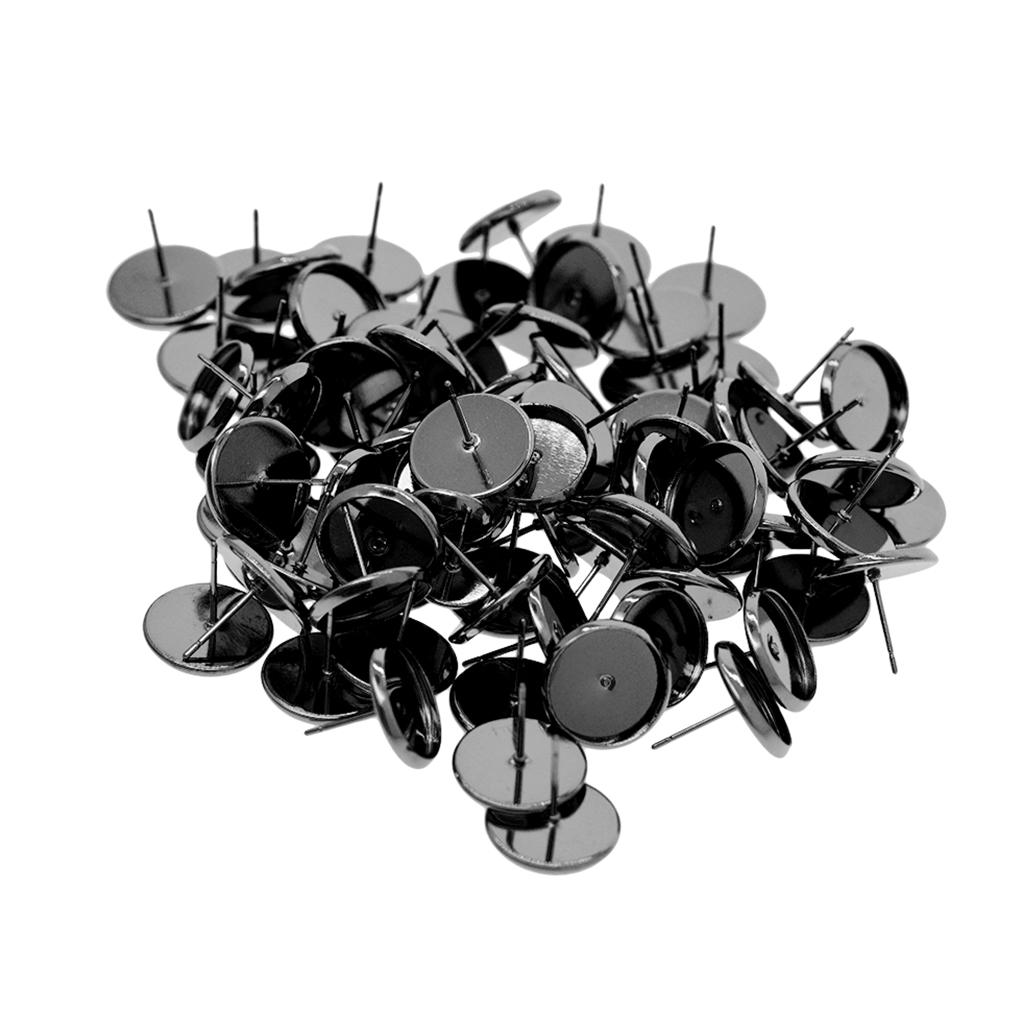 100шт Заготовки для сережек-пусетов Кабошон Пустой ободок для установки основания Золотой 12мм