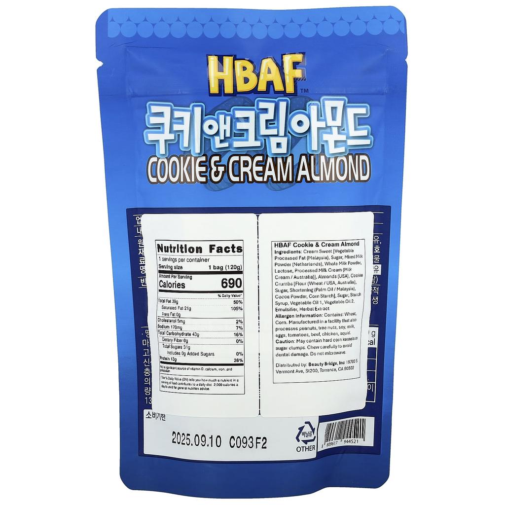HBAF Cookies & Cream Almonds, 120g