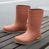 Women's Mid-tube Rain Boots Rubber Boots Warm Overshoes Waterproof Outdoor Non-slip Wear-resistant Fashion All-match Rain Boots