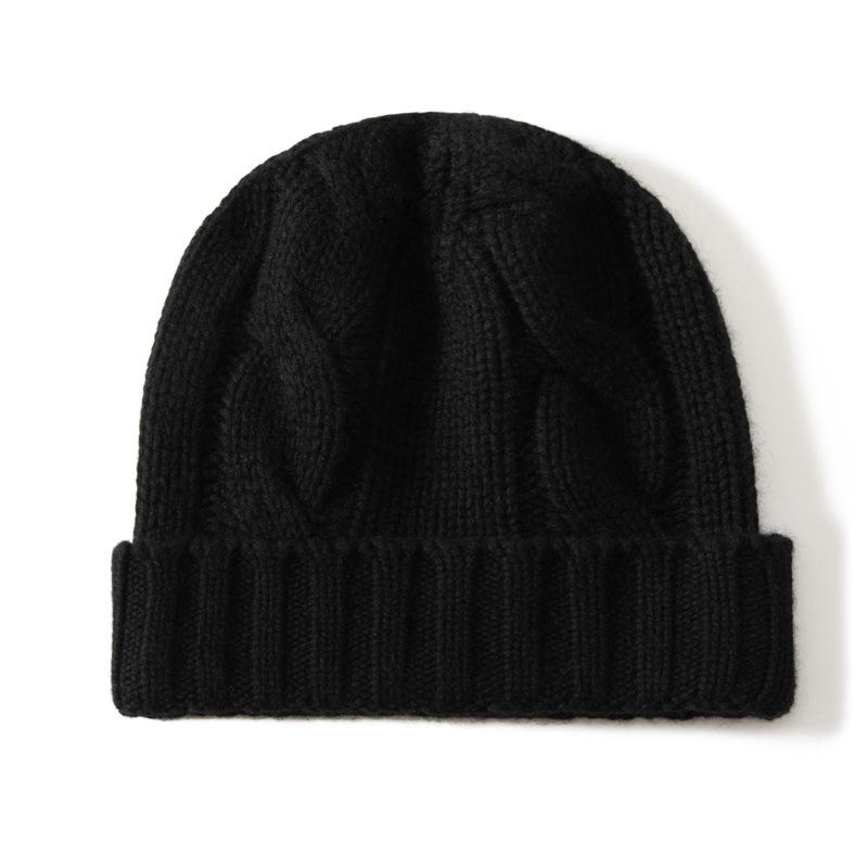 Cashmere hat winter thickened men's and women's cashmere cap knitted headgear cold cap versatile twist outdoor riding cap