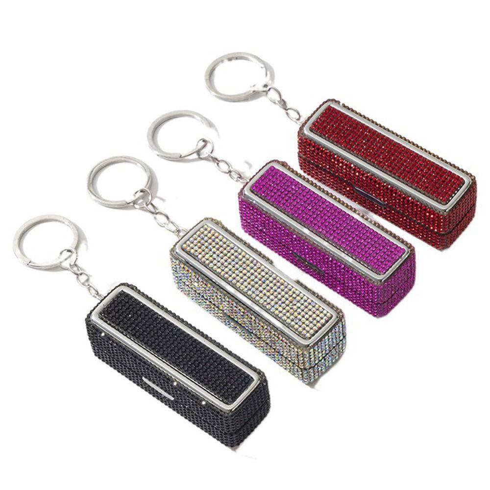 Блестящий чехол для хранения блеска для губ Брелок Портативный держатель для губной помады Стразы Коробка для губной помады Макияж