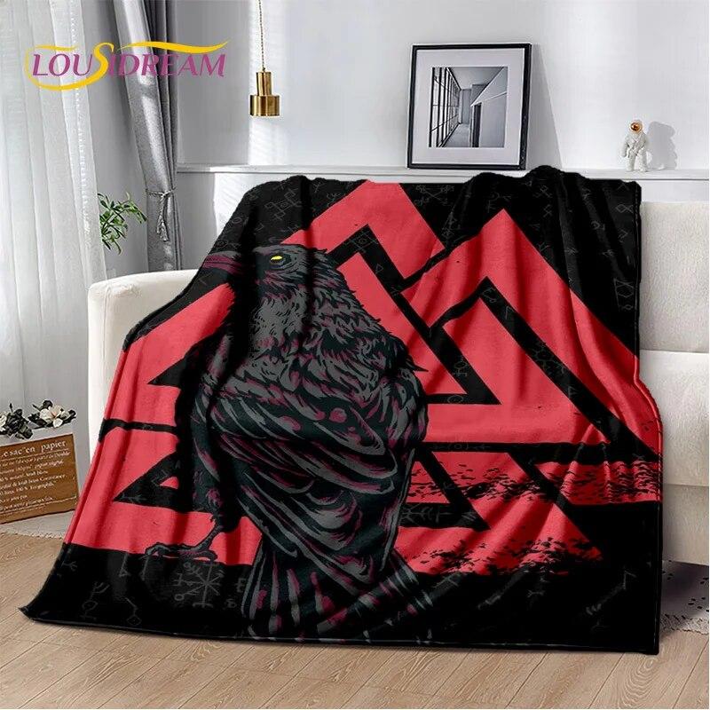 3D Viking Odin Valhalla Nordic Mythology Symbols Blanket,Soft Throw Blanket for Home Bedroom Bed Sofa Picnic Office Travel Cover