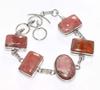 Decent Rhodochrosite 925 Silver Plated Bracelet 8.5" Gift For Wife Trendy W8Q68