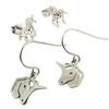 [P8073] - 2 Pairs of Silver 'Licorne My Unicorn' Steel Earrings - 10x10 Mm and 11x10 Mm
