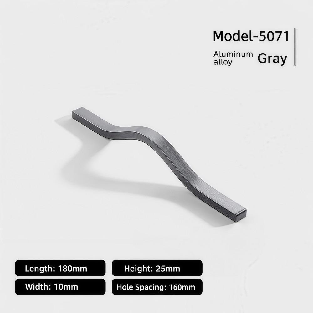 Aluminum Alloy Cabinet Pull Handle Multiple Sizes Brushed Wardrobe Door Pull Long-bar Sleek Curved Furniture Handle