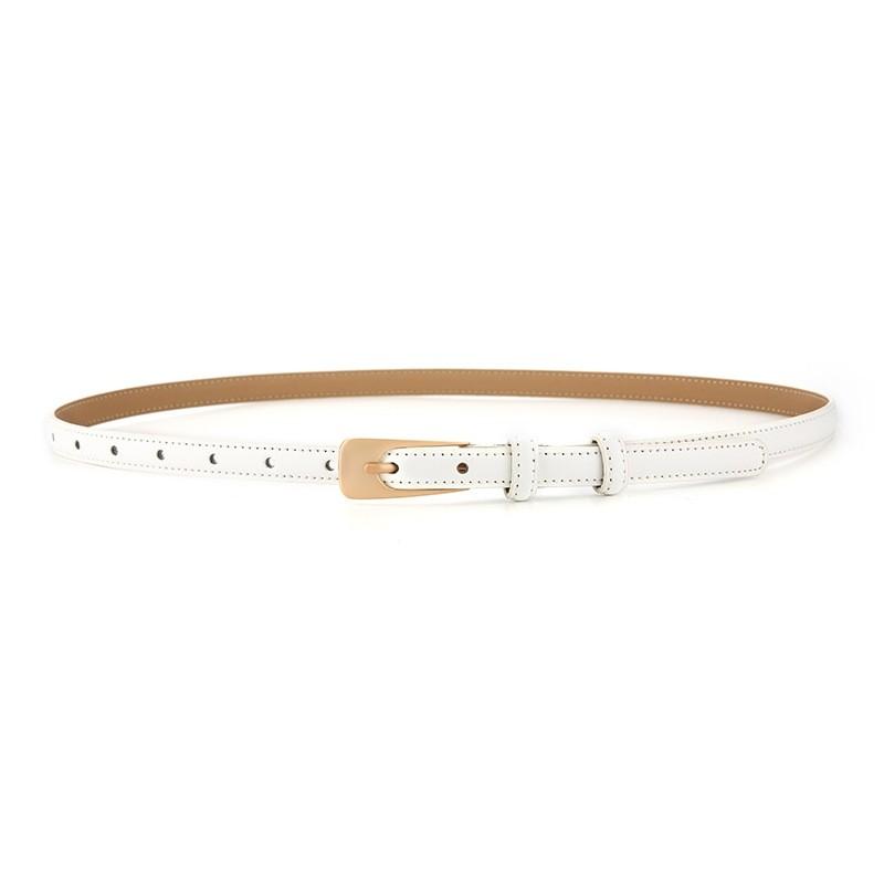 Womens Genuine Leather Slim Waist Belt For Dresses And Shirts With Metal Buckle For Casual Or Office Wear