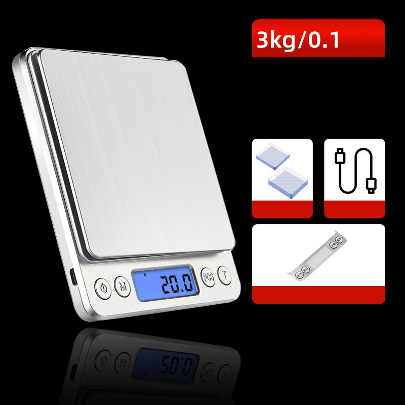 Rechargeable Electronic Kitchen Scales Kitchen Household Kitchen Food Weighing Stainless Steel High Precision Digital Scale