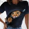 Женская одежда больших размеров с принтом 3D Cat, футболка с круглым вырезом, повседневные свободные летние футболки с коротким рукавом, топы, женская одежда