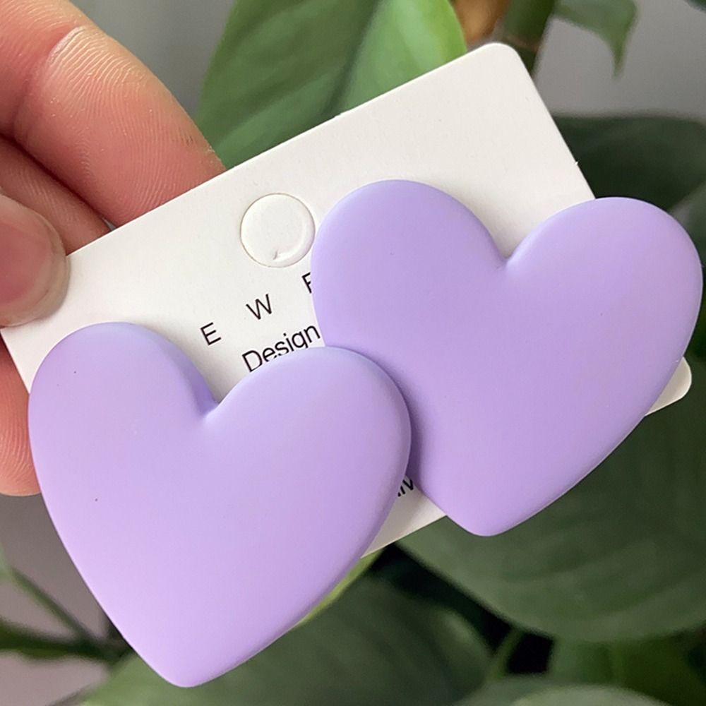 Fashion Creative Trendy Temperament Acrylic Vintage Heart Stud Earring 925 Sterling Silver