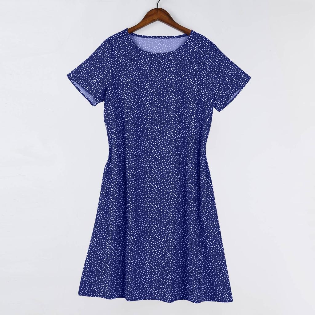 Платье в стиле бохо с коротким рукавом для женщин, повседневное, свободного кроя, летнее, сарафан с цветочным принтом и карманами