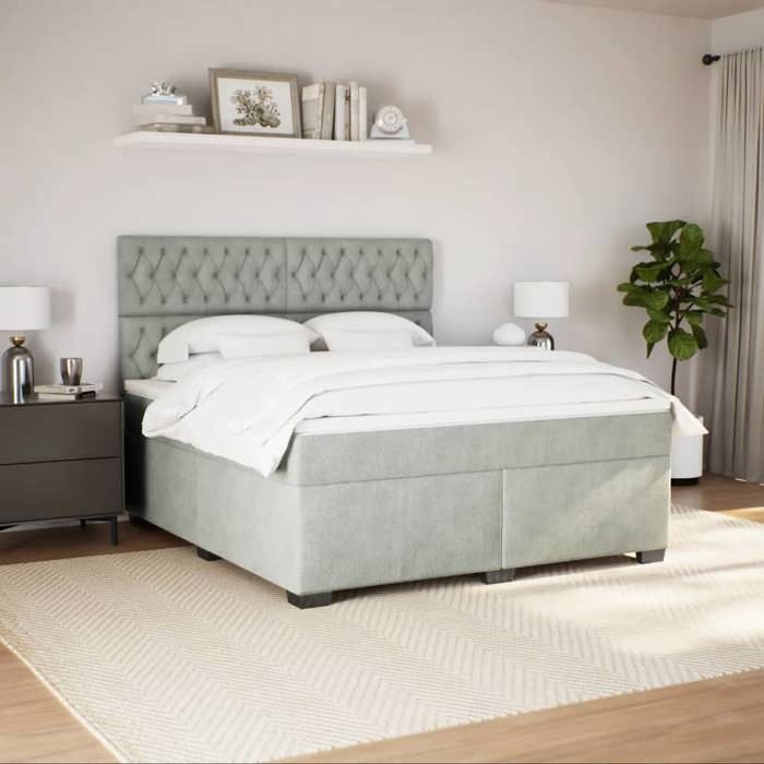 Maison Exclusive - Sommier à lattes de lit et matelas Gris clair 180x200cm Velours