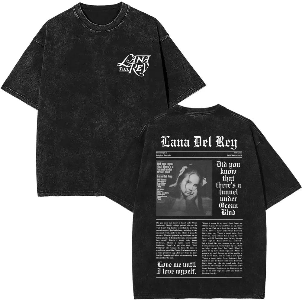 Washed Vintage WashedLana Del Rey Tour Tshirt Men Women Hip Hop Fashion Pop Music Tshirts Unisex Casual Cotton T Shirts