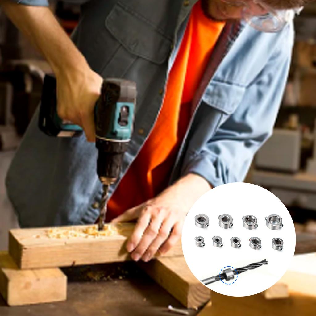 9 шт. ограничители глубины сверления ограничительные кольца набор стопорных колец для сверл набор стопорных колец для сверл инструмент для сверления с ключами