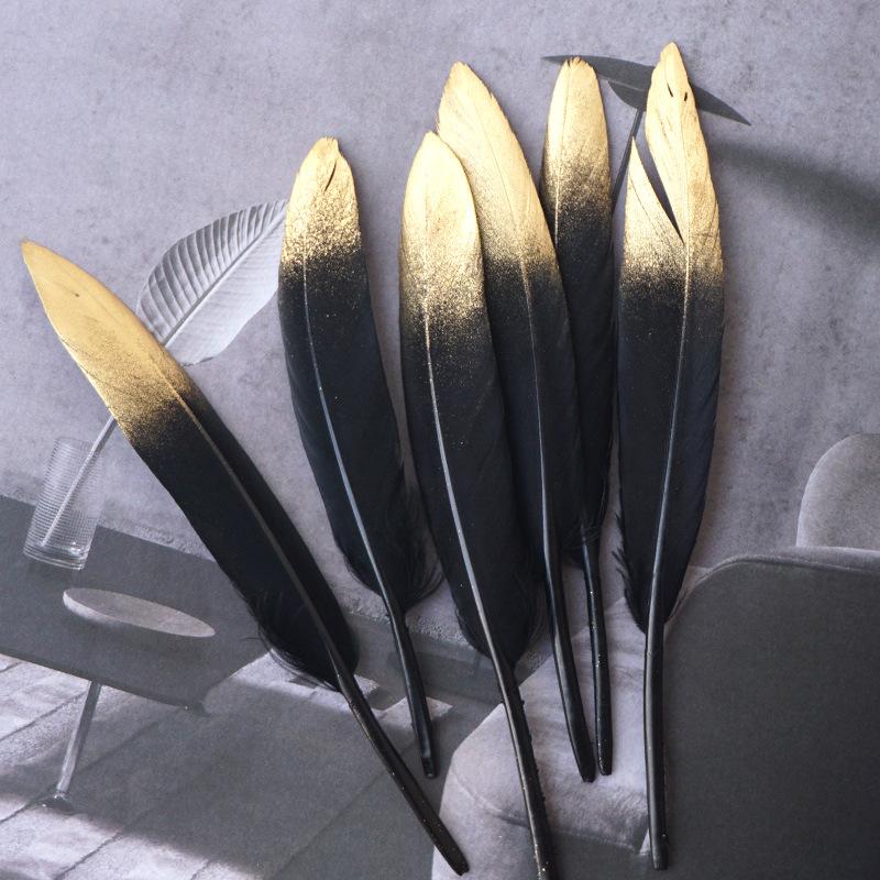 Золотое украшение из перьев, поделки ручной работы, реквизит для стрельбы, распыленный золотой прямой нож, материалы для украшения