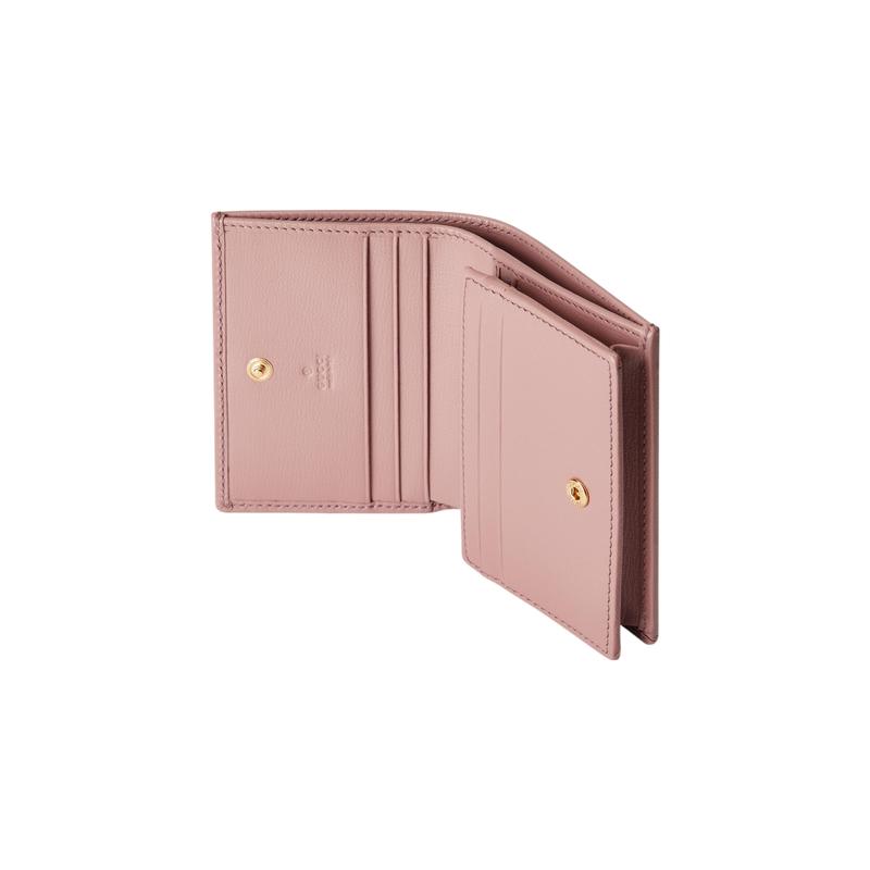Gucci Horsebit 1955 Horsebit snap closure crystal gold tone accessories leather card holder wallet women's light pink
