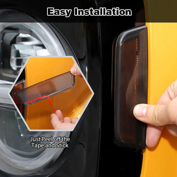 2 Black Daytime Running Light Covers for 2021-2024 Ford Bronco
