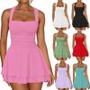2025 European and American Foreign Trade Cross-border Women's Clothing Amazon Popular Square Collar Waist Pleated Hem Mini Short Dress