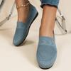 Fashion Loafers Women's Square Toe Breathable Slip On Square Toe Mesh Women Flats Shoes Soft Bottom Knit Ballet Flats Shoes Boat Shoes