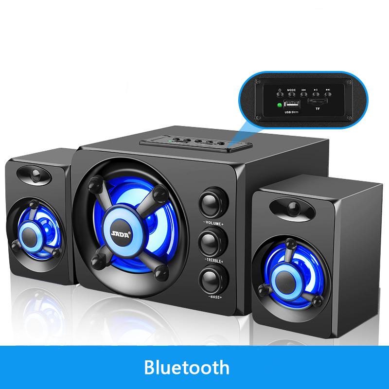 SADA Multimedia 2.1 Настольный компьютерный динамик Светодиодный светильник с тяжелыми басами Сабвуфер Домашний динамик USB Power Bluetooth