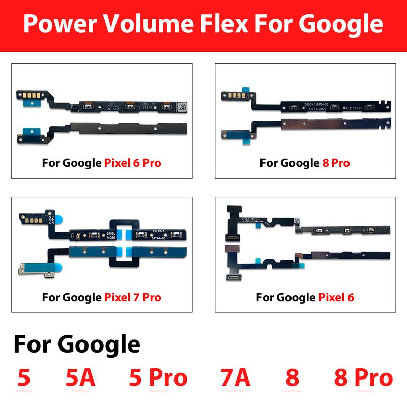 Power Switch On/Off Button Volume control Key Button Flex Cable For Google Pixel 5 5A 6 6A 7 7A 8 9 Pro XL