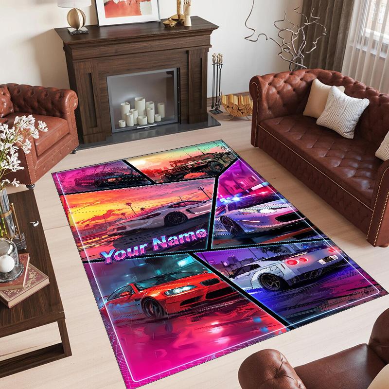 Personalized Crystal Velvet Carpet Custom Name Text,GTA Anti Slip Area Rug For Home Decoration