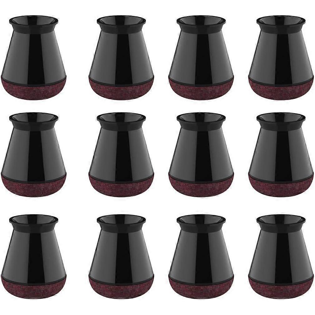 Chair Leg Protectors, 12 Pieces, Silicone Chair Pads with Thickened Felt, Anti-Slip Caps for Wooden Floors, Reduce Noise and Prevent Scratches