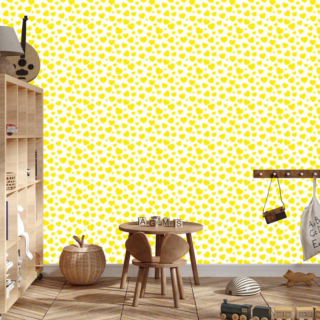 Cream, White and Yellow Hearts Wallpaper 50x1000