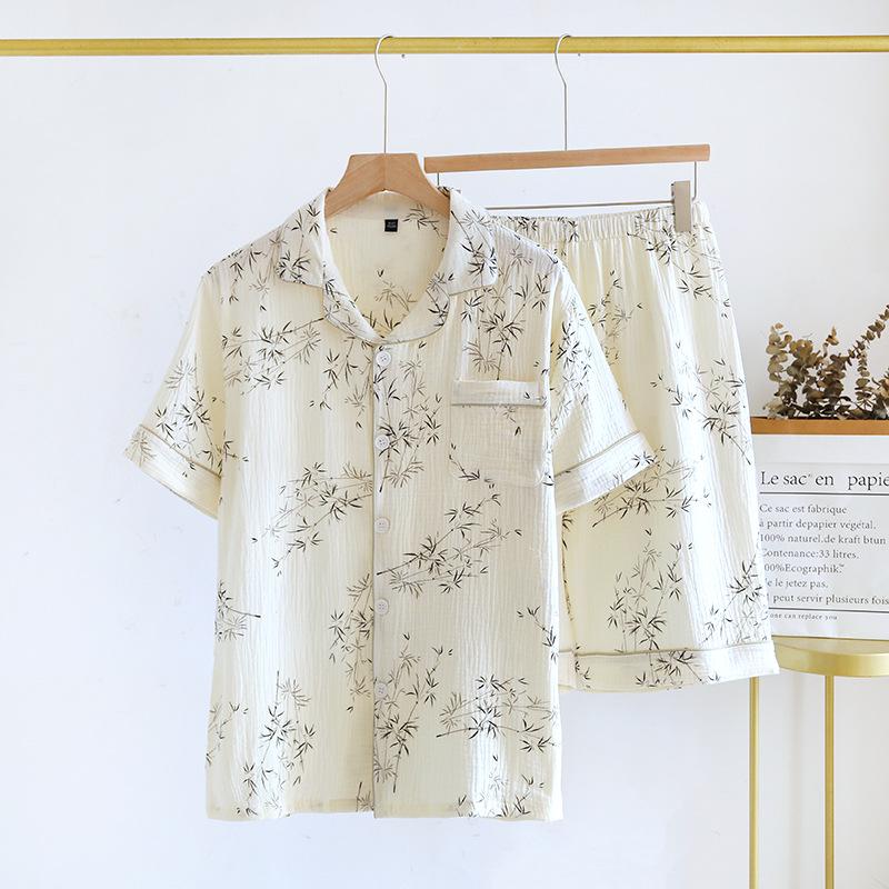 Женский летний пижамный комплект из чистого хлопка - Милый, Дышащий, с коротким рукавом и шортами