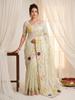 Women's Designer Glass Tissue Saree with Multi Thread Embroidery Buttas & Handwork Patch Border | Unstitched Blouse | Wedding Party Festive Wear