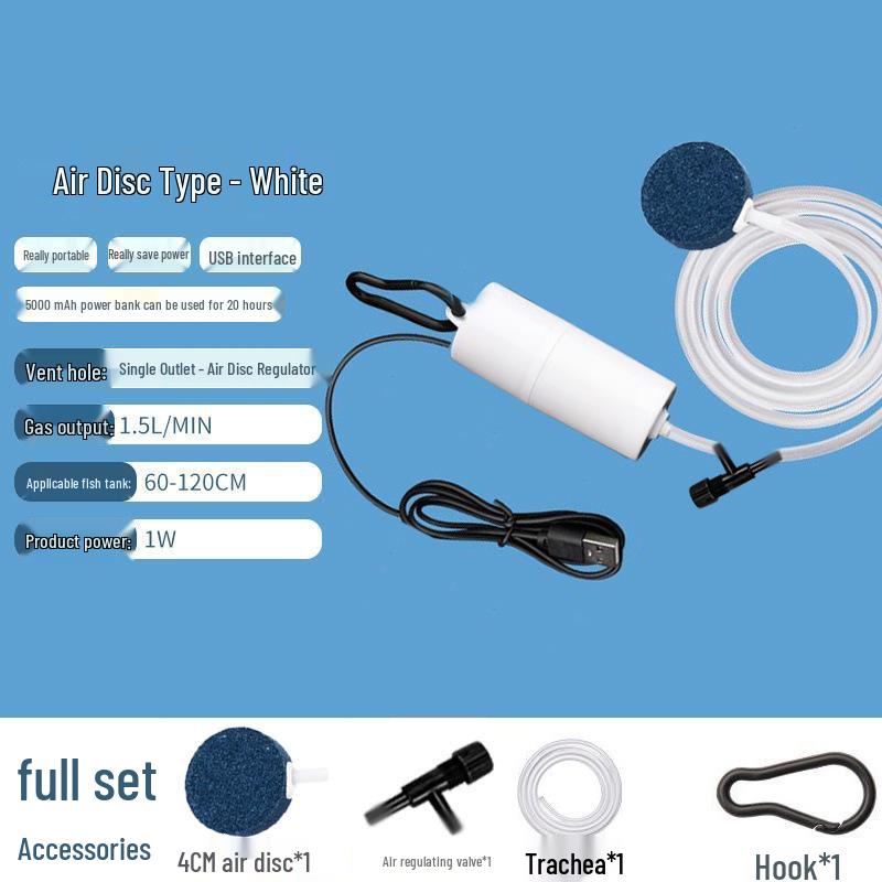 USB Rechargeable Silent Submersible Fish Tank Aerator Pump for Outdoor and Indoor Use