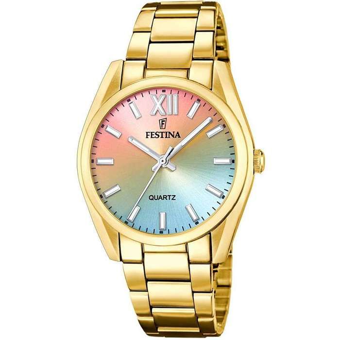 Montre - Festina - F20640-7 - Acier doré - Étanchéité 5 ATM - Cadran arc-en-ciel