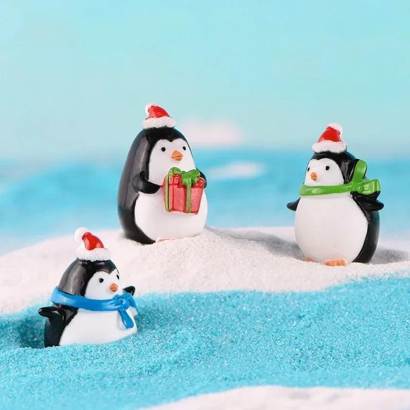 4Pcs Mini Resin Penguin Christmas Penguin Home Garden Decoration Miniature World Landscape Bonsai Ornament Decor Accessories