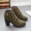 Women's Plus Size Round Toe PU Snow Boots Casual Short Tube Thick High Soled Martin Boot Belt Buckles Knight Shoes 35-42