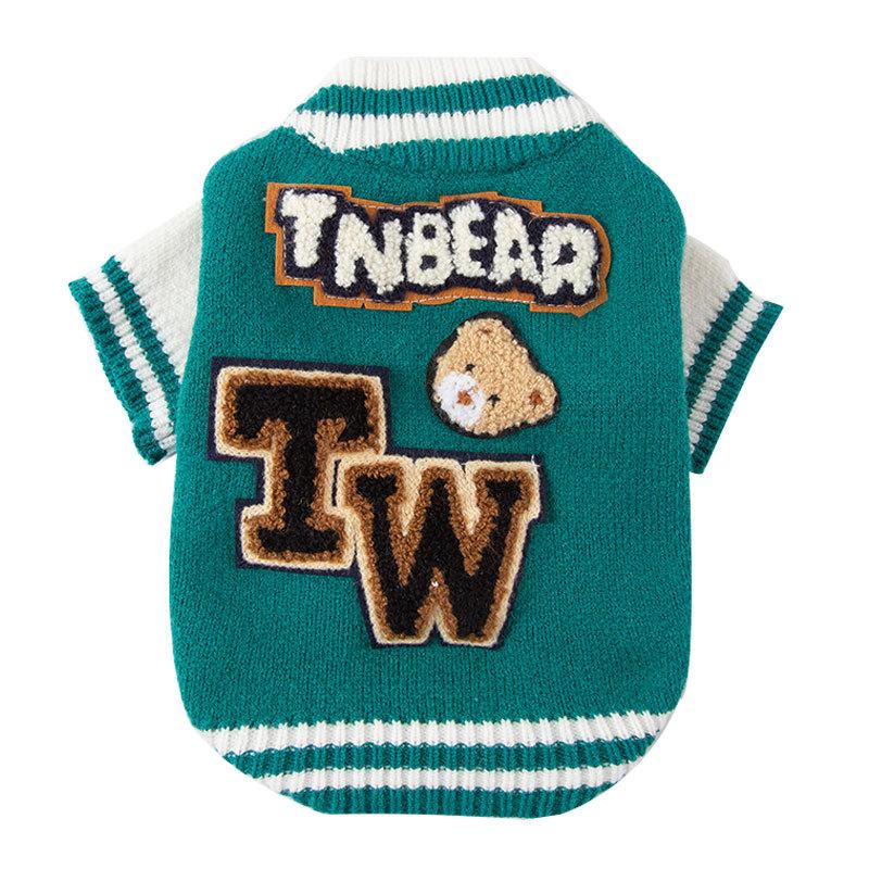 Осенне-зимняя форма для бейсбола с изображением собаки и медведя, вязаный свитер, кардиган, кошка, двуногий, спортивная мода, одежда для домашних животных